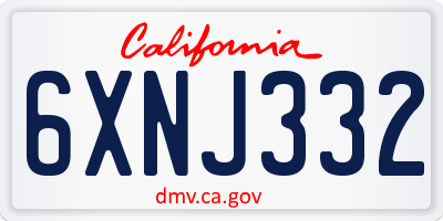 CA license plate 6XNJ332