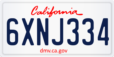 CA license plate 6XNJ334