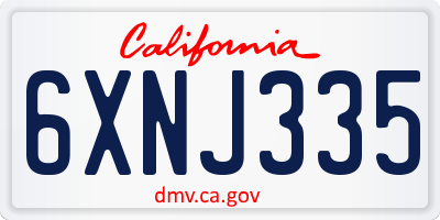 CA license plate 6XNJ335