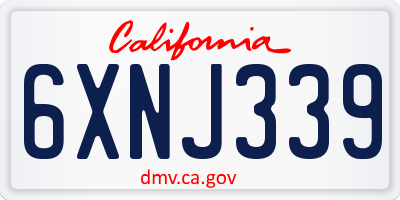 CA license plate 6XNJ339
