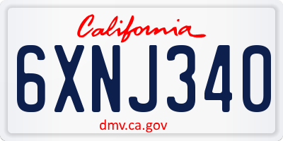 CA license plate 6XNJ340