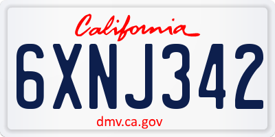 CA license plate 6XNJ342