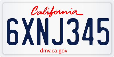 CA license plate 6XNJ345
