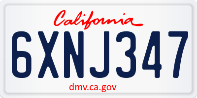 CA license plate 6XNJ347