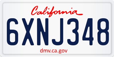 CA license plate 6XNJ348