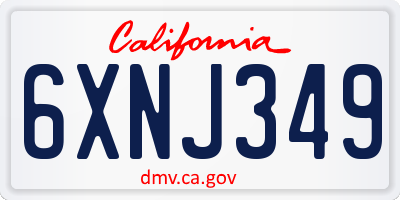 CA license plate 6XNJ349