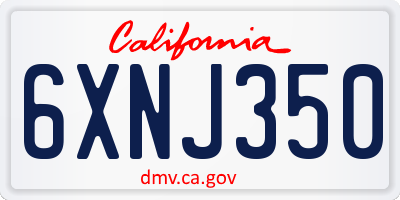 CA license plate 6XNJ350
