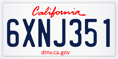 CA license plate 6XNJ351