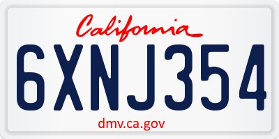 CA license plate 6XNJ354