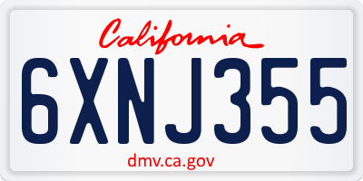 CA license plate 6XNJ355