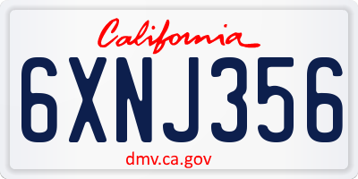 CA license plate 6XNJ356