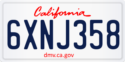 CA license plate 6XNJ358