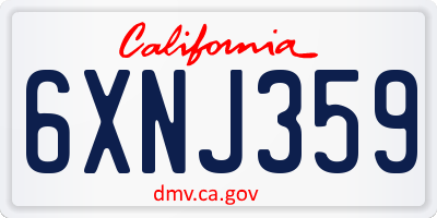 CA license plate 6XNJ359