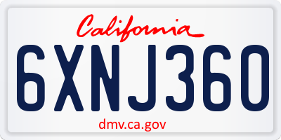CA license plate 6XNJ360