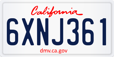 CA license plate 6XNJ361