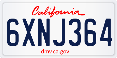 CA license plate 6XNJ364