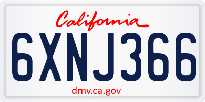 CA license plate 6XNJ366