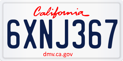 CA license plate 6XNJ367