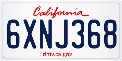 CA license plate 6XNJ368