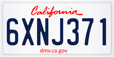 CA license plate 6XNJ371