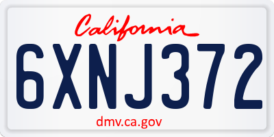 CA license plate 6XNJ372