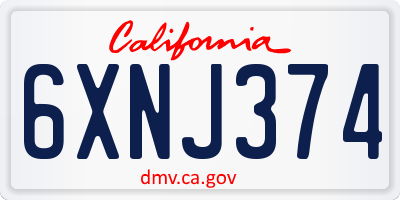 CA license plate 6XNJ374