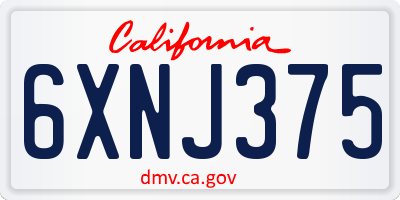 CA license plate 6XNJ375