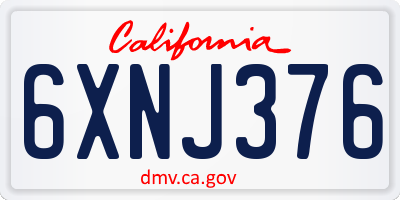CA license plate 6XNJ376