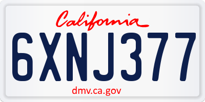 CA license plate 6XNJ377