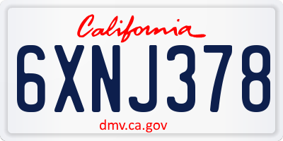 CA license plate 6XNJ378