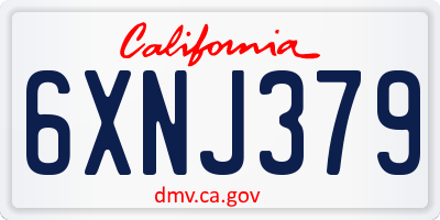 CA license plate 6XNJ379