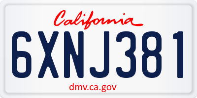 CA license plate 6XNJ381