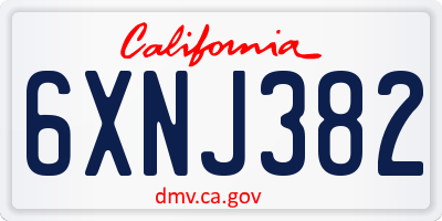 CA license plate 6XNJ382