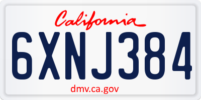 CA license plate 6XNJ384