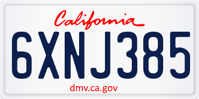 CA license plate 6XNJ385