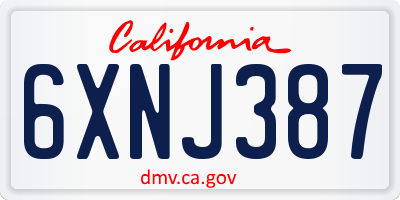 CA license plate 6XNJ387