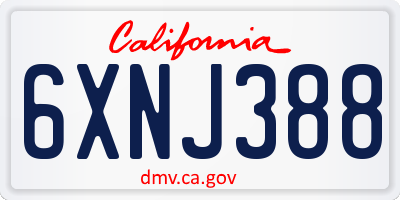 CA license plate 6XNJ388