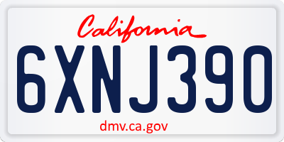 CA license plate 6XNJ390