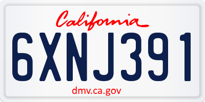 CA license plate 6XNJ391