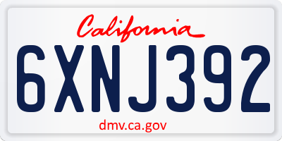 CA license plate 6XNJ392