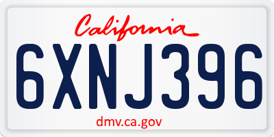 CA license plate 6XNJ396