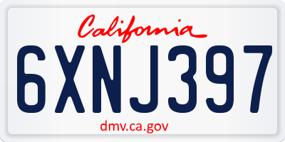 CA license plate 6XNJ397