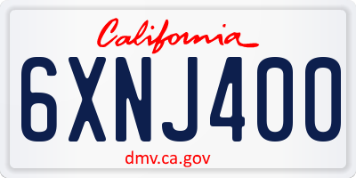 CA license plate 6XNJ400