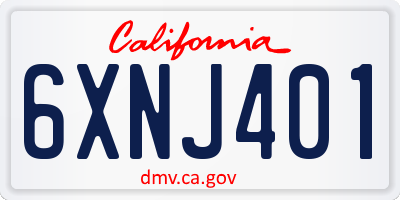 CA license plate 6XNJ401