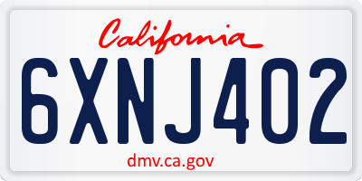CA license plate 6XNJ402