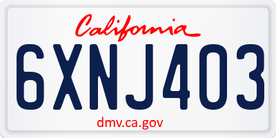 CA license plate 6XNJ403