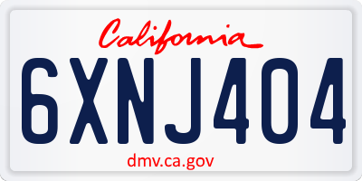 CA license plate 6XNJ404