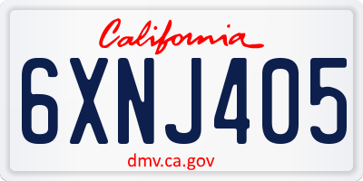 CA license plate 6XNJ405