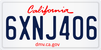 CA license plate 6XNJ406
