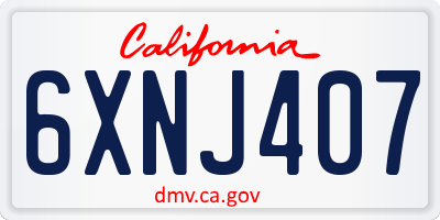 CA license plate 6XNJ407